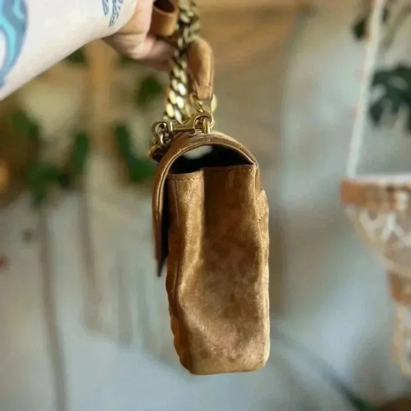 YSL Saint Laurent College Chain Bag Quilted Suede Designer Handbag Crossbody - Picture 4 of 16